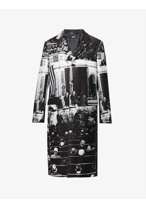 Anti Federal Reserve graphic-print relaxed-fit woven coat