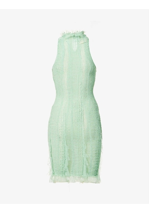 Angel fringed mesh woven mini dress