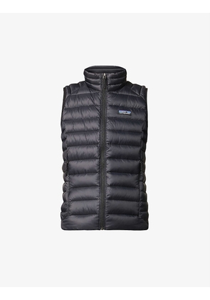 Logo-patch quilted recycled nylon-down gilet