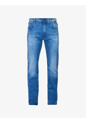 Slim-fit mid-rise stretch-denim jeans