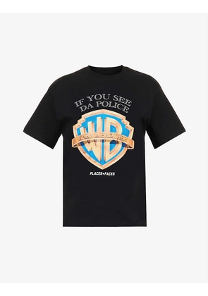 Warn A Brother graphic-print cotton-jersey T-shirt