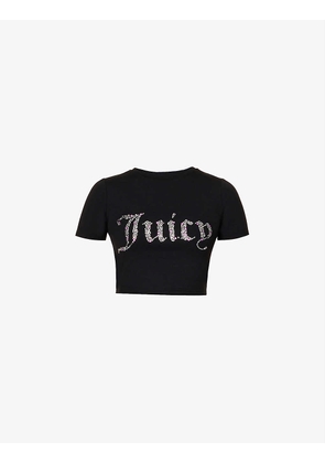 Logo-embellished cropped stretch-woven T shirt