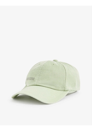 Text-print organic-cotton, recycled-cotton and hemp-blend baseball cap