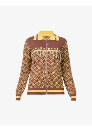 Ryo geometric-print knitted jacket
