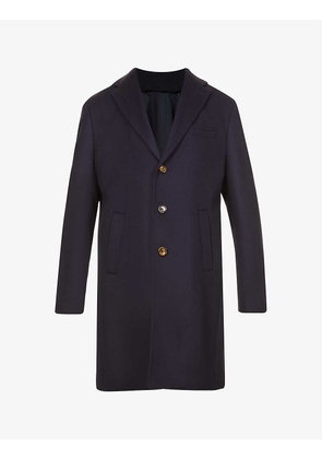 Detachable funnel-neck wool and cashmere-blend coat