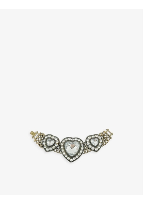 Heart gold-toned and crystal bracelet