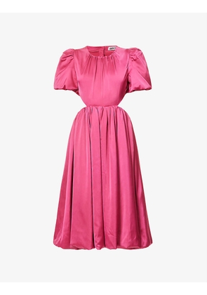Alana puff-sleeved satin gown
