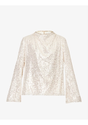 Jayda sequin-embellished stretch-woven top