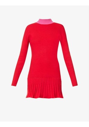 Lucy frilled-hem knitted mini dress