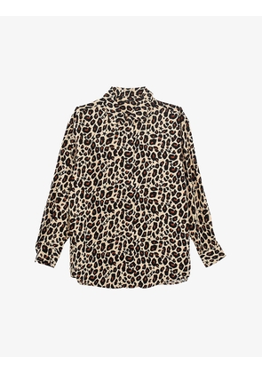 Oversized leopard and star-print viscose shirt