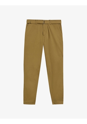 Quarts d-ring belted straight-leg stretch-cotton trousers