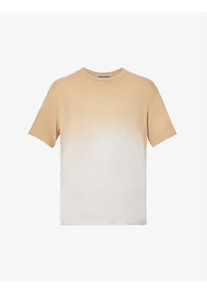 Dinis dip dye-print cotton and linen-blend T-shirt