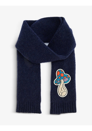 Magic Mushroom graphic-print wool scarf
