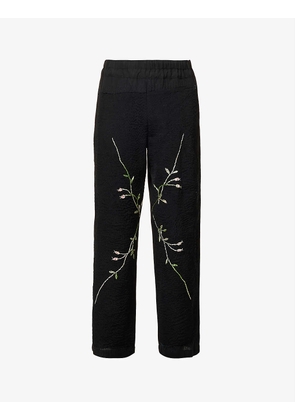 Renzo straight-leg mid-rise silk and wool-blend trousers