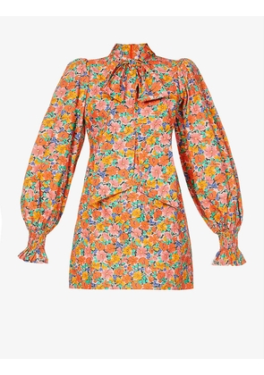 Cass floral-print cotton-poplin mini dress