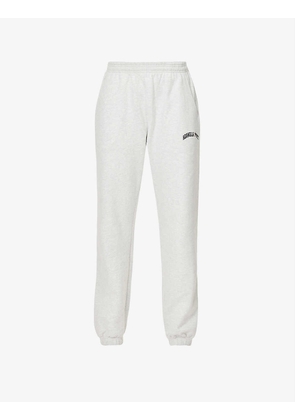 Branded tapered high-rise cotton-jersey jogging bottoms