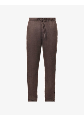 Oscar straight-leg mid-rise linen and cotton-blend trousers
