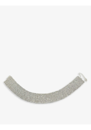 Pre-loved silver-plated and rhinestone crystal choker necklace