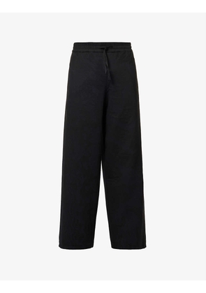 Relaxed-fit wide-leg recycled cotton and recycled polyester-blend trousers