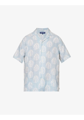 Roberto Botânico leaf-print regular-fit linen shirt