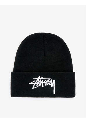 Stock logo-embroidered knitted hat