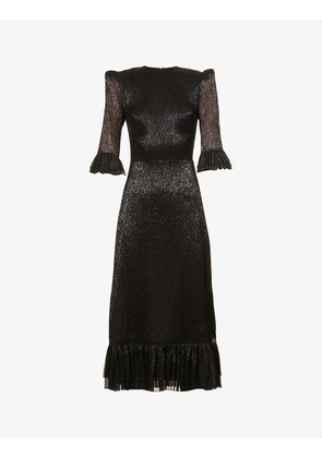 The Falconetti metallic silk-blend midi dress