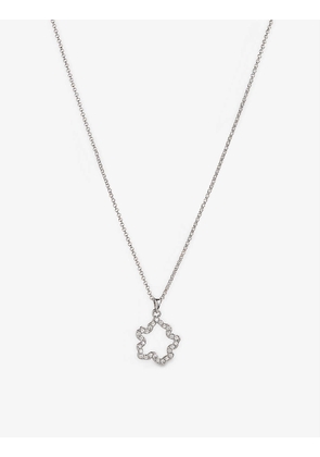 Crishla crystal-embellished magnolia silver-plated necklace