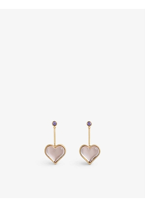 Harpela brass, glass and crystal drop earrings