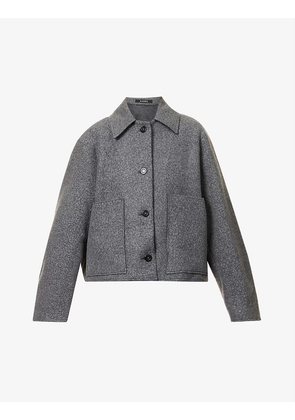 Boxy-fit patch-pocket wool-blend coat