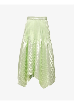 Cassia pleated silk-blend midi skirt