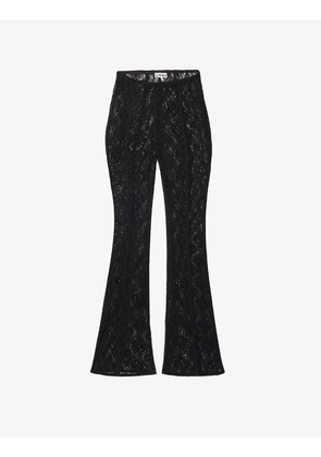 Lace-panel high-rise recycled polyester-blend trousers