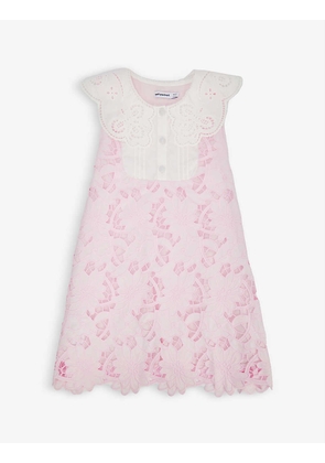 Guipure floral-embroidered cotton-poplin dress 3-12 years