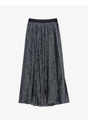High-rise woven midi skirt