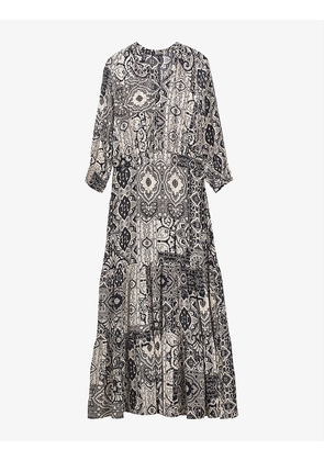 Scarf-print woven maxi dress