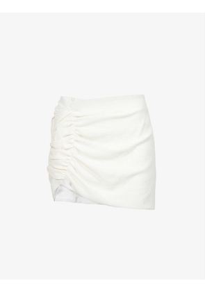 Ruffle cotton-blend mini skirt