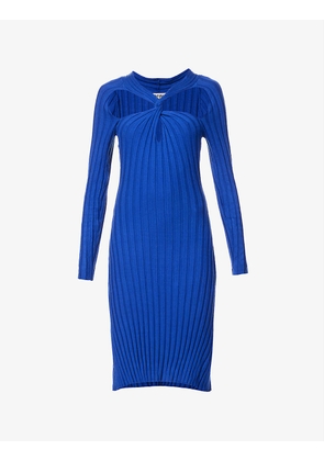 Ribbed cut-out knitted mini dress