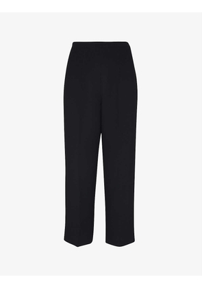 Wide-leg cropped recycled-polyester trousers