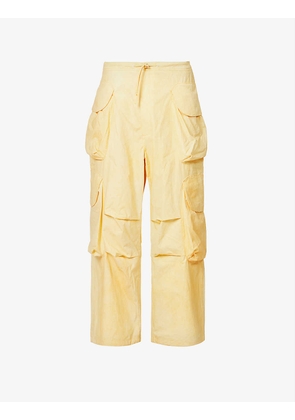 Gocar pocketed regular-fit wide-leg cotton-blend cargo trousers