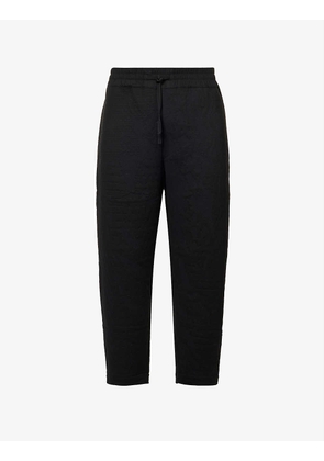 Tapered-leg cropped recycled-cotton and recycled polyester-blend trousers