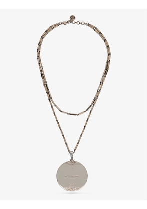 Double-chain brass pendant necklace