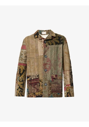 Noah patchwork-pattern collared cotton jacket