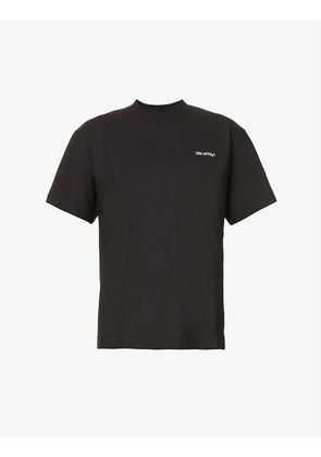 Diagonal-print cotton T-shirt
