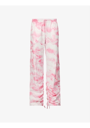 Silla abstract-print organic cotton poplin trousers