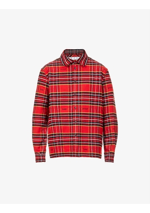 Checked logo-print oversized flannel shirt