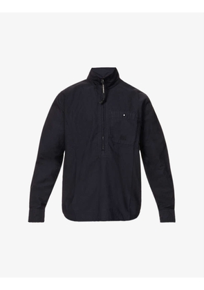 Zip-neck regular-fit cotton overshirt