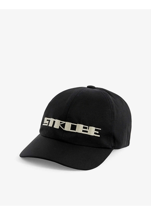 Brand-embroidered woven baseball cap