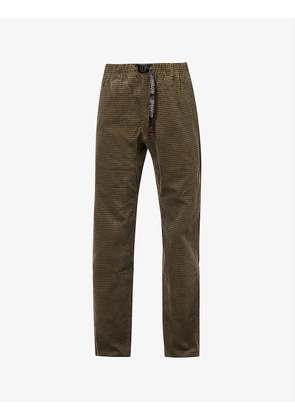 Corduroy mid-rise straight-leg cotton trousers
