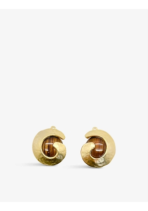 Pre-loved yellow gold-plated and enamel clip-on earrings