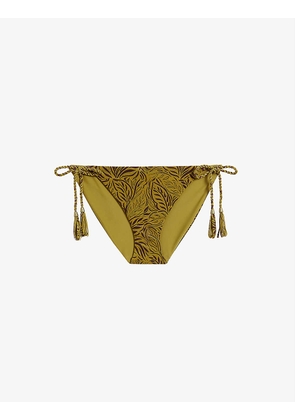 Peniya graphic-print stretch-woven bikini bottoms