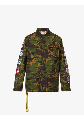 Camouflage graphic-patch cotton field jacket